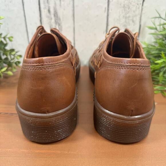 Velez Women's Brown Leather Artisan Platform Sneakers Size 8 - Picture 4 of 9